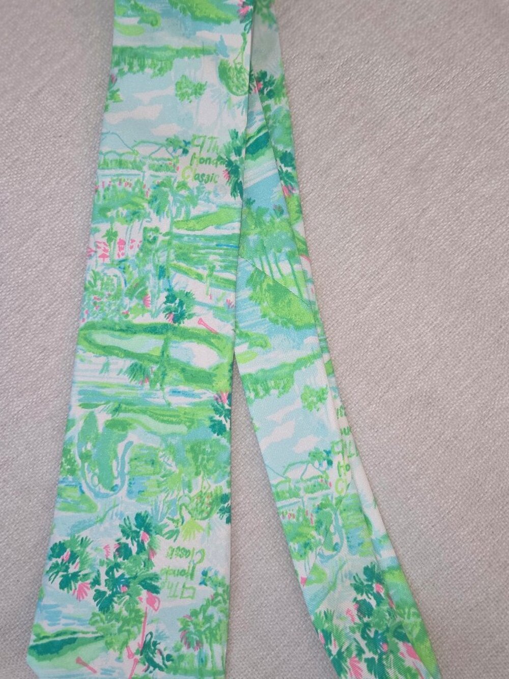Lilly Pulitzer Vintage Silk Tie MENS STUFF Sea Salt Blue Green Honda Classic